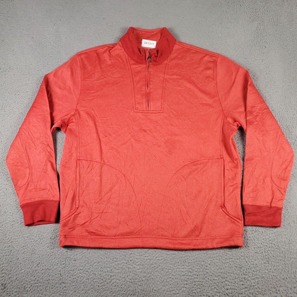 Callaway Sweater Mens Large Red 1/4 Zip Up Golf Casual Pullover Sweatshirt *